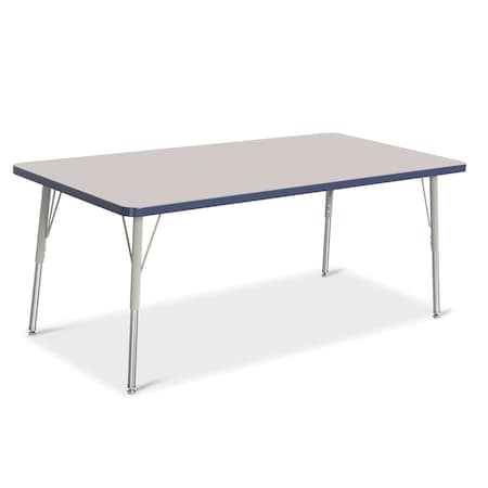 Jonti-Craft Berries Rectangle Activity Table, 30 in. x 60 in., A-height, Freckled Gray/Navy/Gray 6408JCA112
